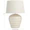 White Ceramic Woven Rattan Table Lamp with Linen Shade